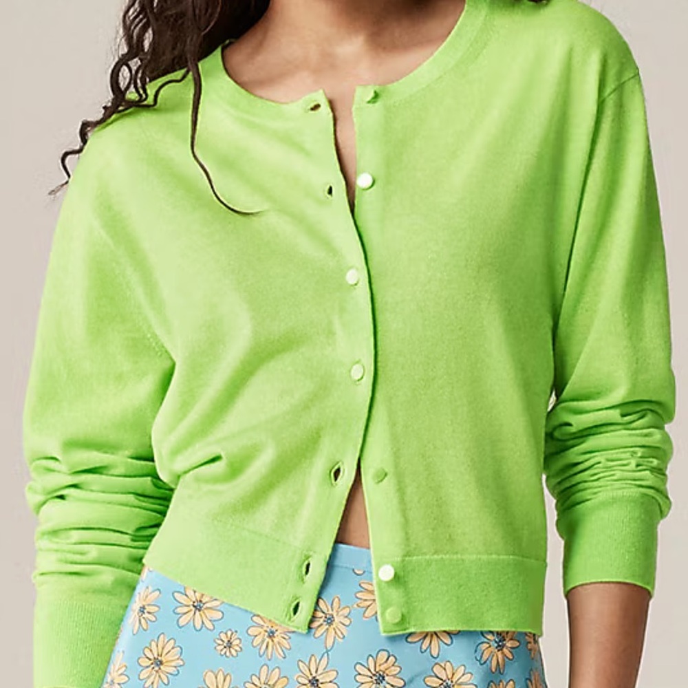J. Crew Lime Green Cropped Cardigan